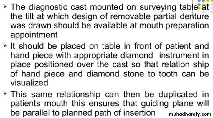mouth preparation for removable partial denture