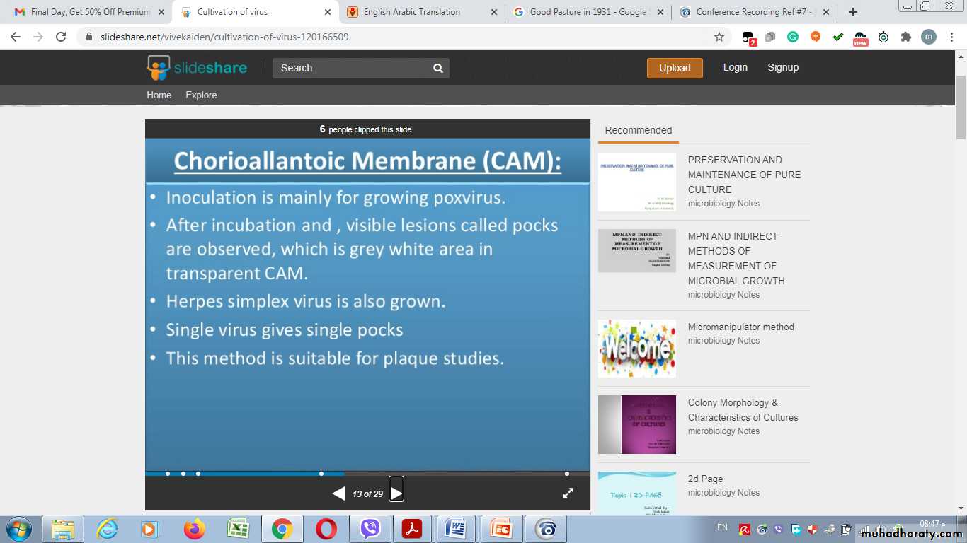 Cultivation, Detection and Quantitation of Viruses