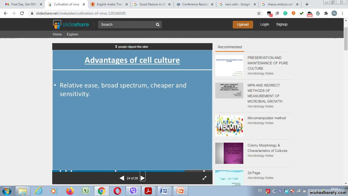 Cultivation, Detection and Quantitation of Viruses