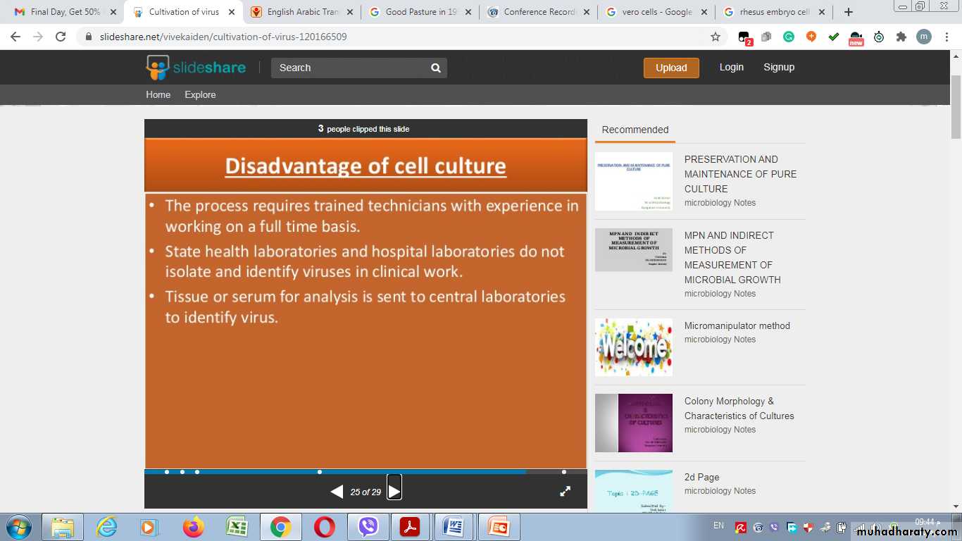 Cultivation, Detection and Quantitation of Viruses